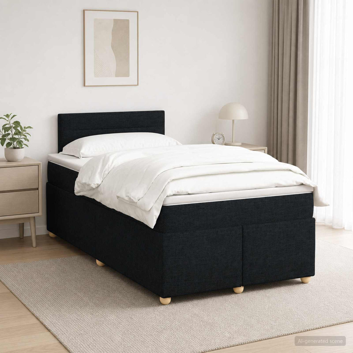 Boxspringbett mit Matratze Schwarz 120 x 190 cm Stoff