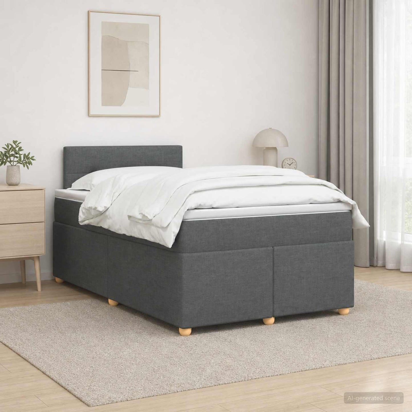 Boxspringbett mit Matratze Dunkelgrau 120 x 200 cm Stoff