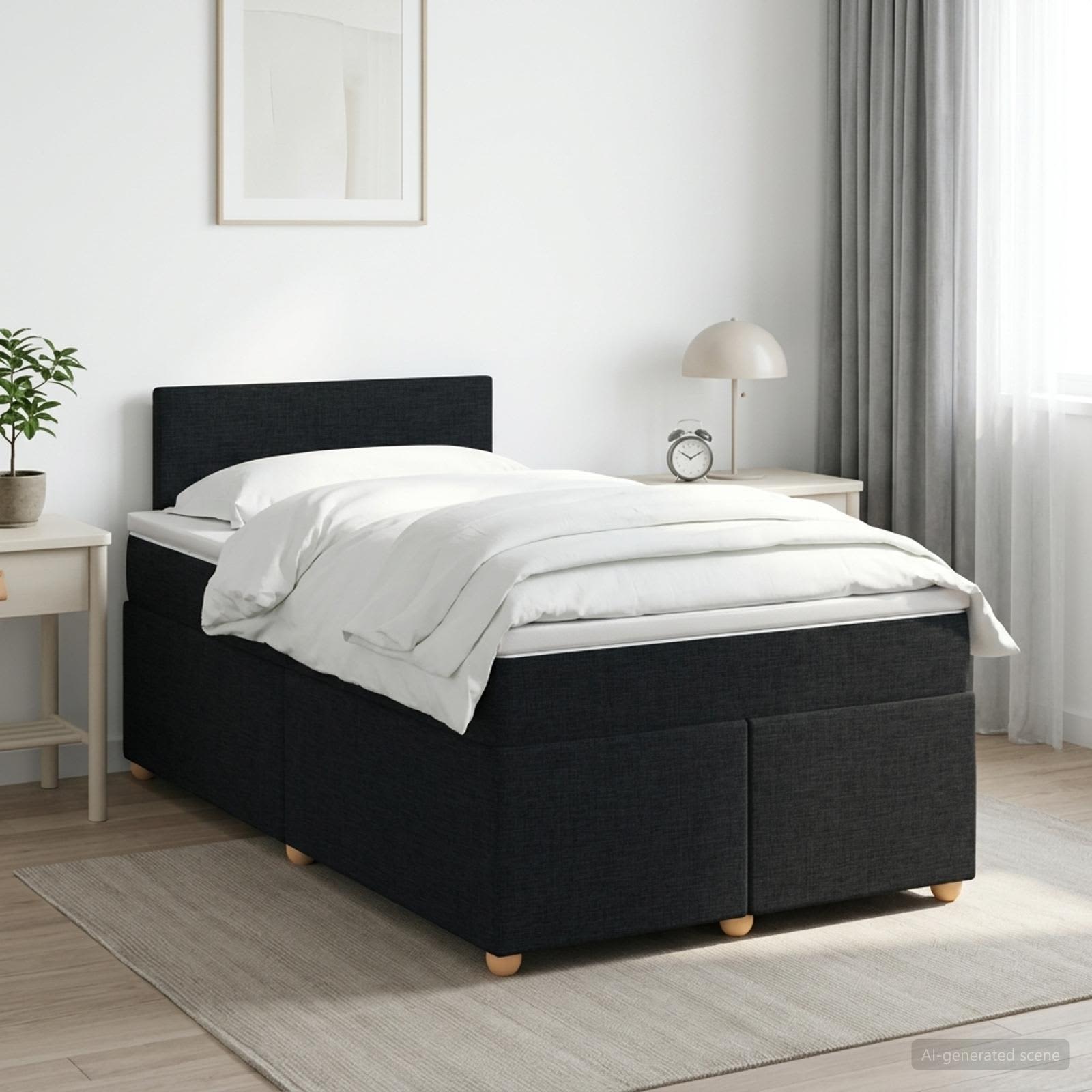 Boxspringbett mit Matratze Schwarz 120 x 190 cm Stoff
