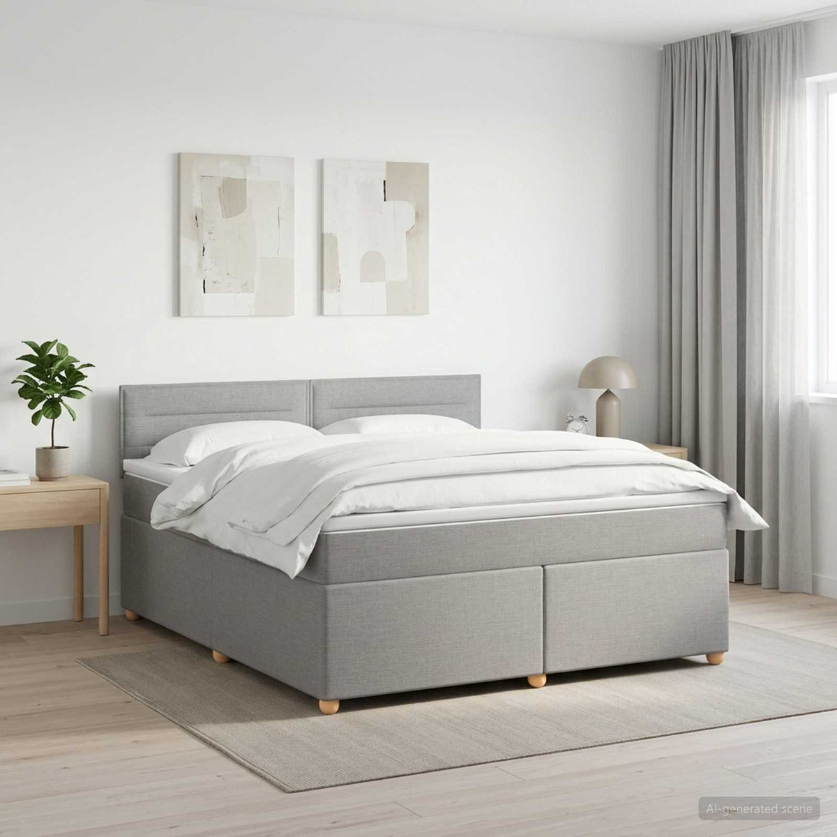 Boxspringbett mit Matratze Hellgrau 180 x 200 cm Stoff