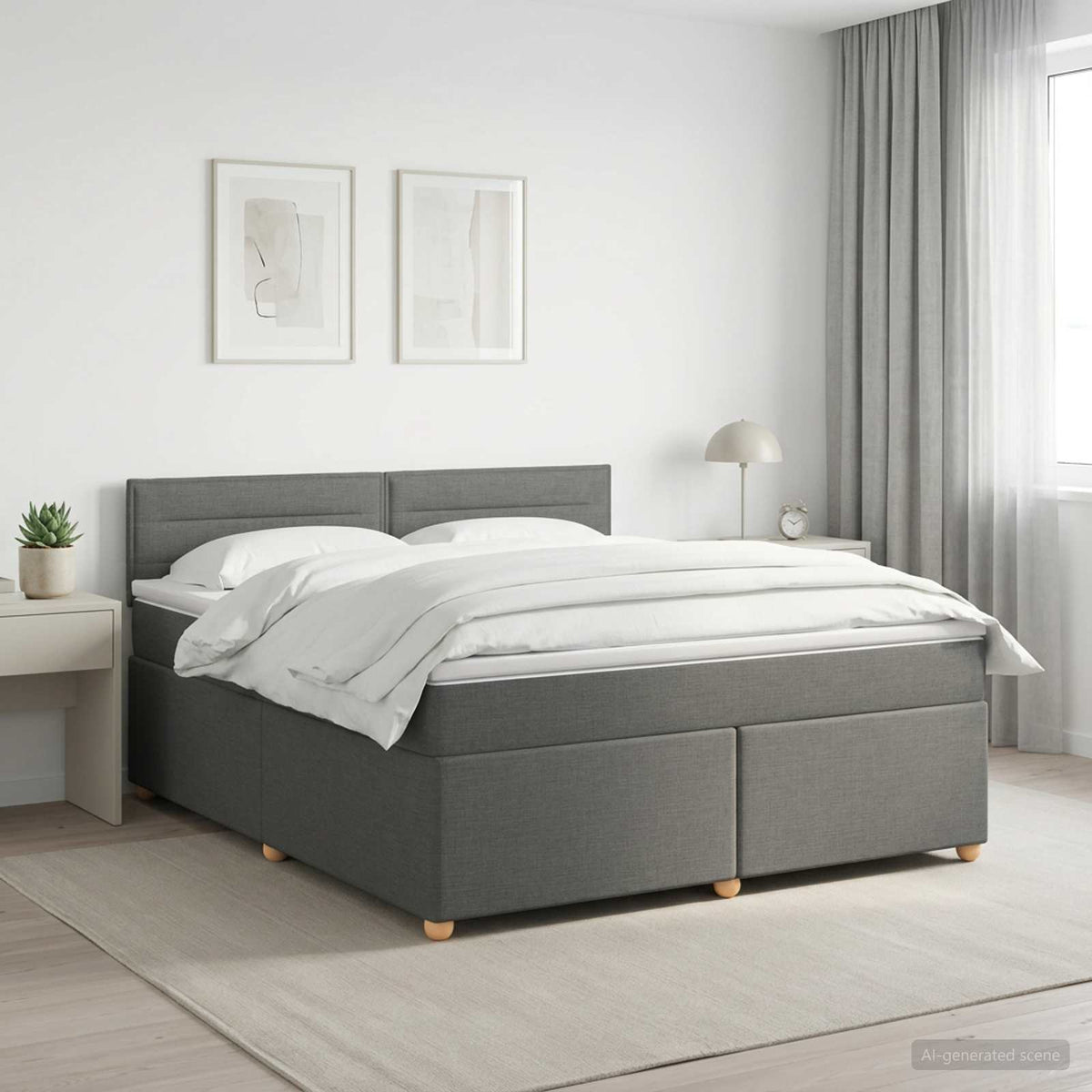 Boxspringbett mit Matratze Dunkelgrau 160 x 200 cm Stoff