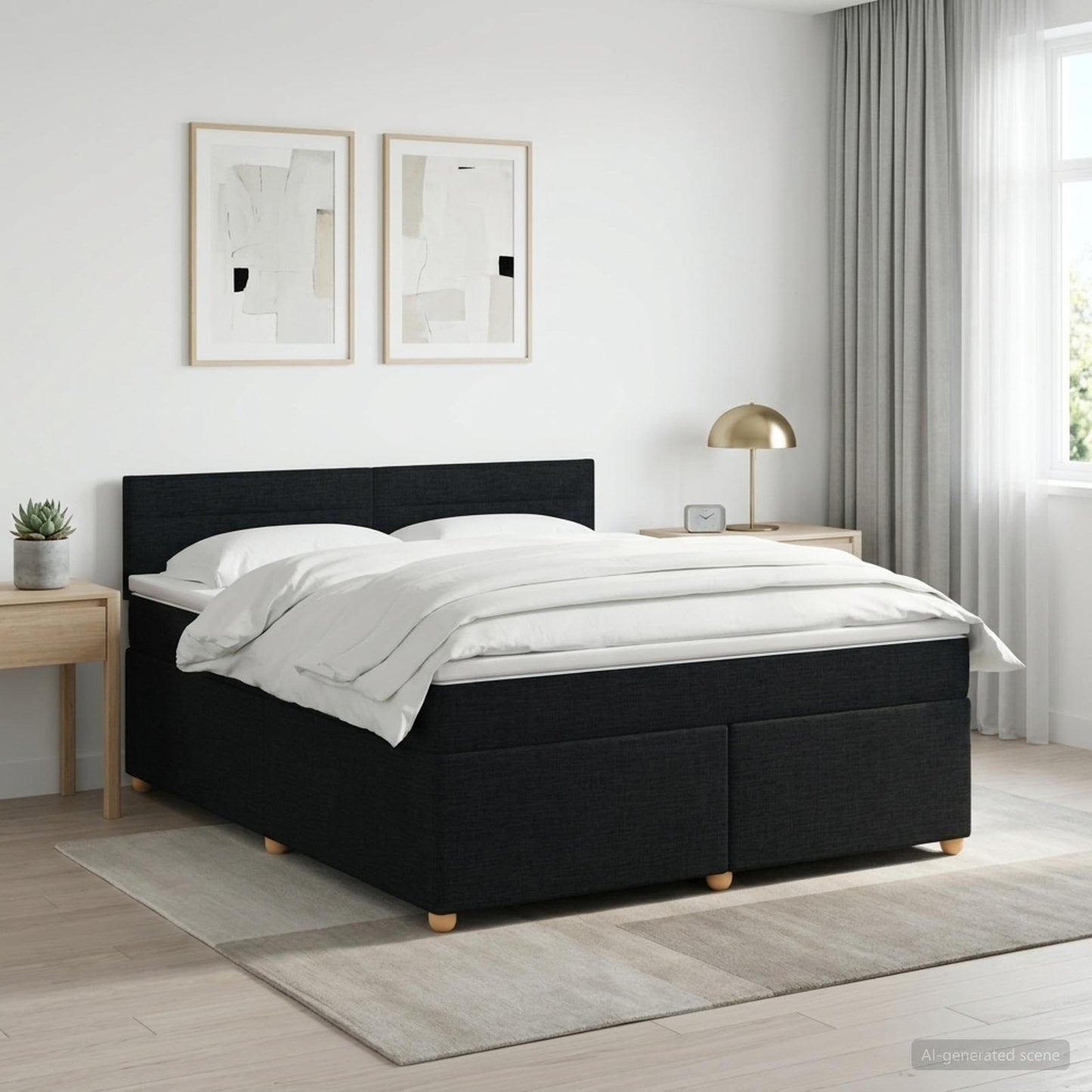 Boxspringbett mit Matratze Schwarz 160 x 200 cm Stoff