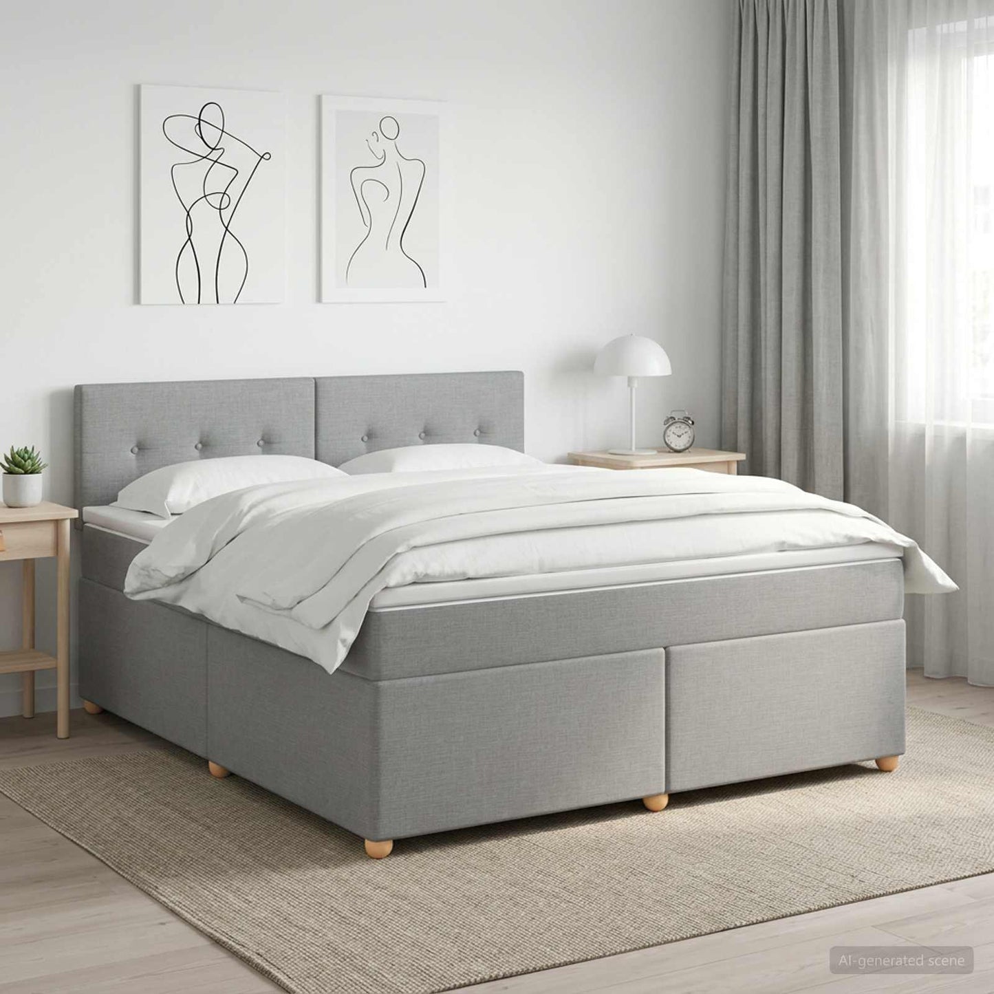 Boxspringbett mit Matratze Hellgrau 180 x 200 cm Stoff