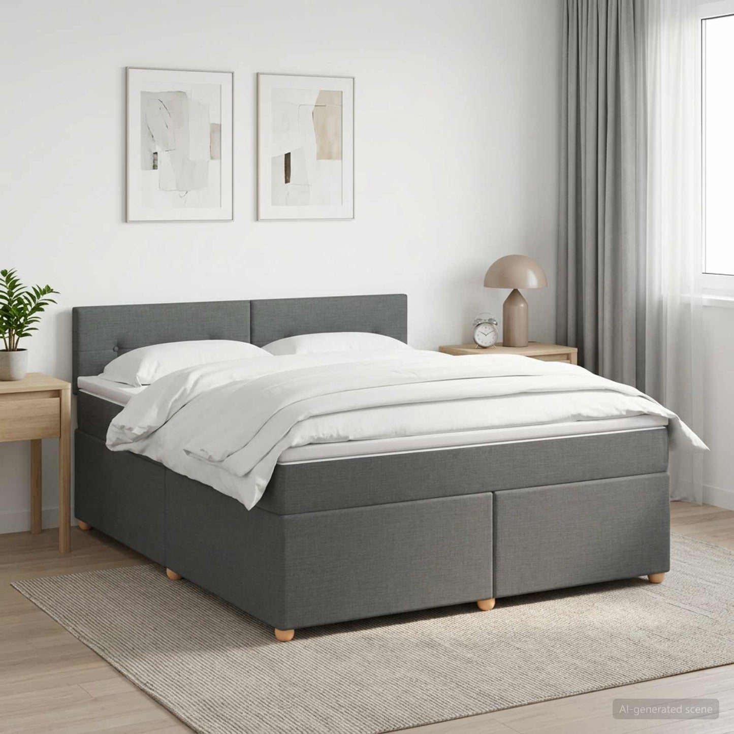 Boxspringbett mit Matratze Dunkelgrau 180 x 200 cm Stoff