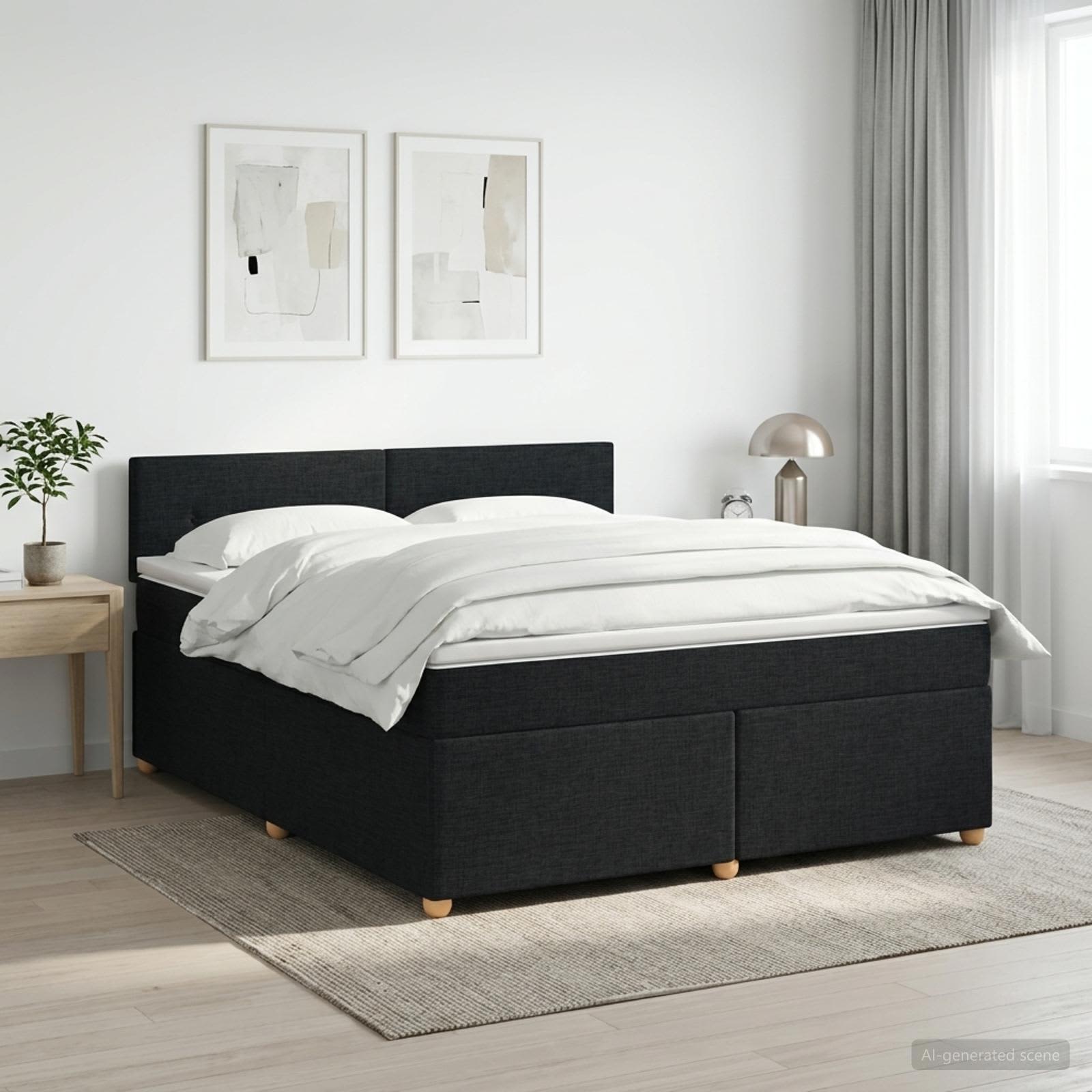 Boxspringbett mit Matratze Schwarz 140 x 190 cm Stoff
