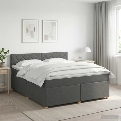 Boxspringbett mit Matratze Dunkelgrau 140 x 190 cm Stoff
