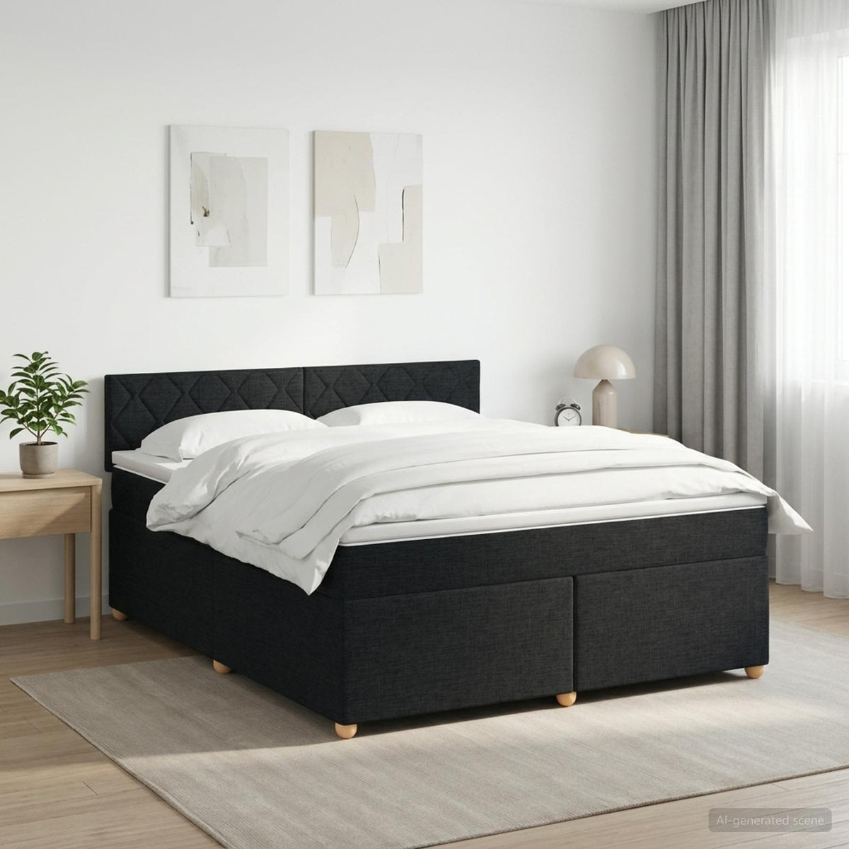 Boxspringbett mit Matratze Schwarz 140 x 200 cm Stoff