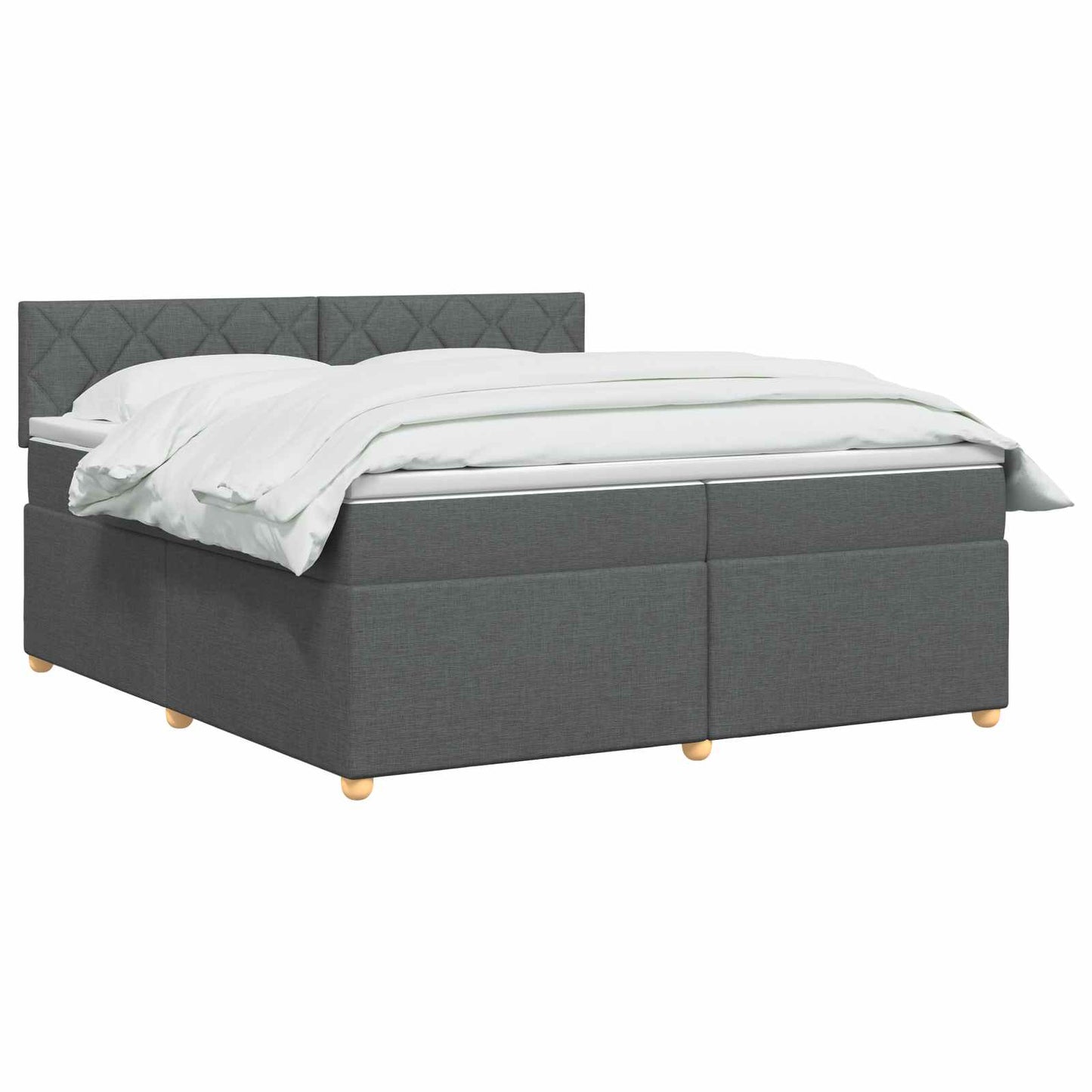 Boxspringbett mit Matratze Dunkelgrau 200 x 200 cm Stoff