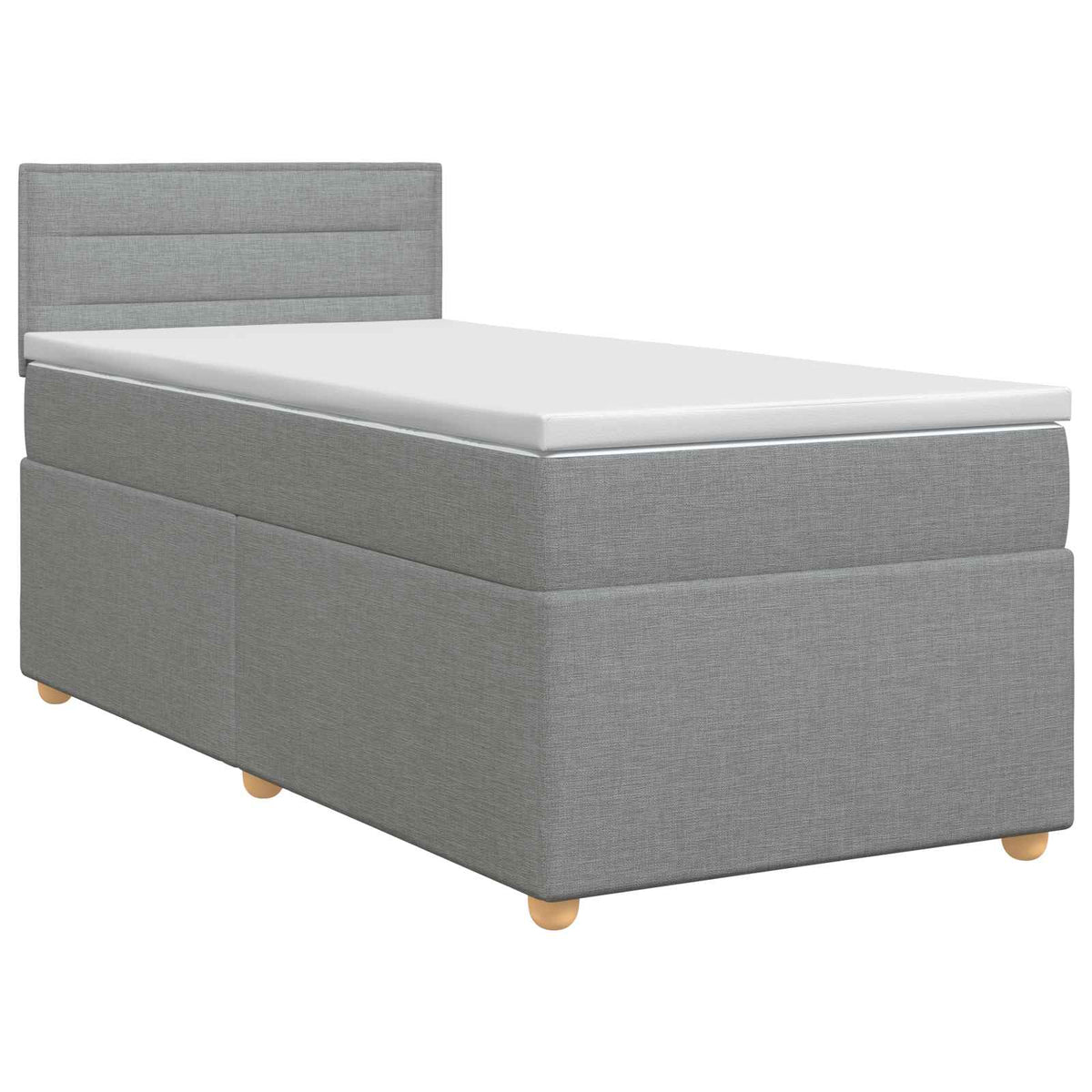 Boxspringbett mit Matratze Hellgrau 90 x 190 cm Stoff