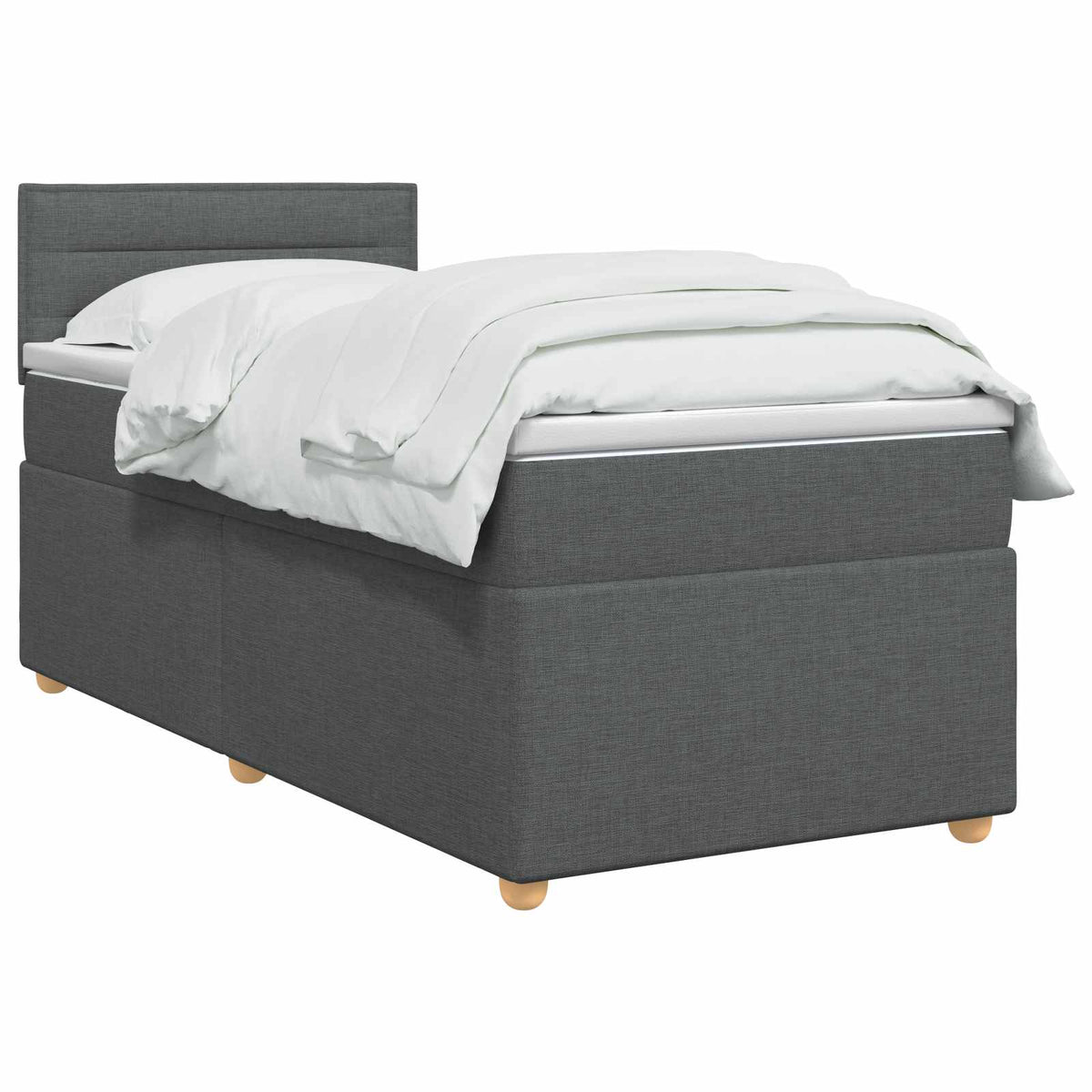 Boxspringbett mit Matratze Dunkelgrau 90 x 190 cm Stoff
