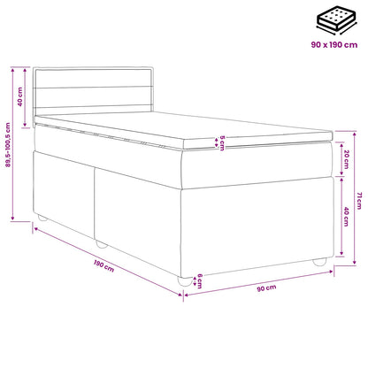 Boxspringbett mit Matratze Dunkelgrau 90 x 190 cm Stoff