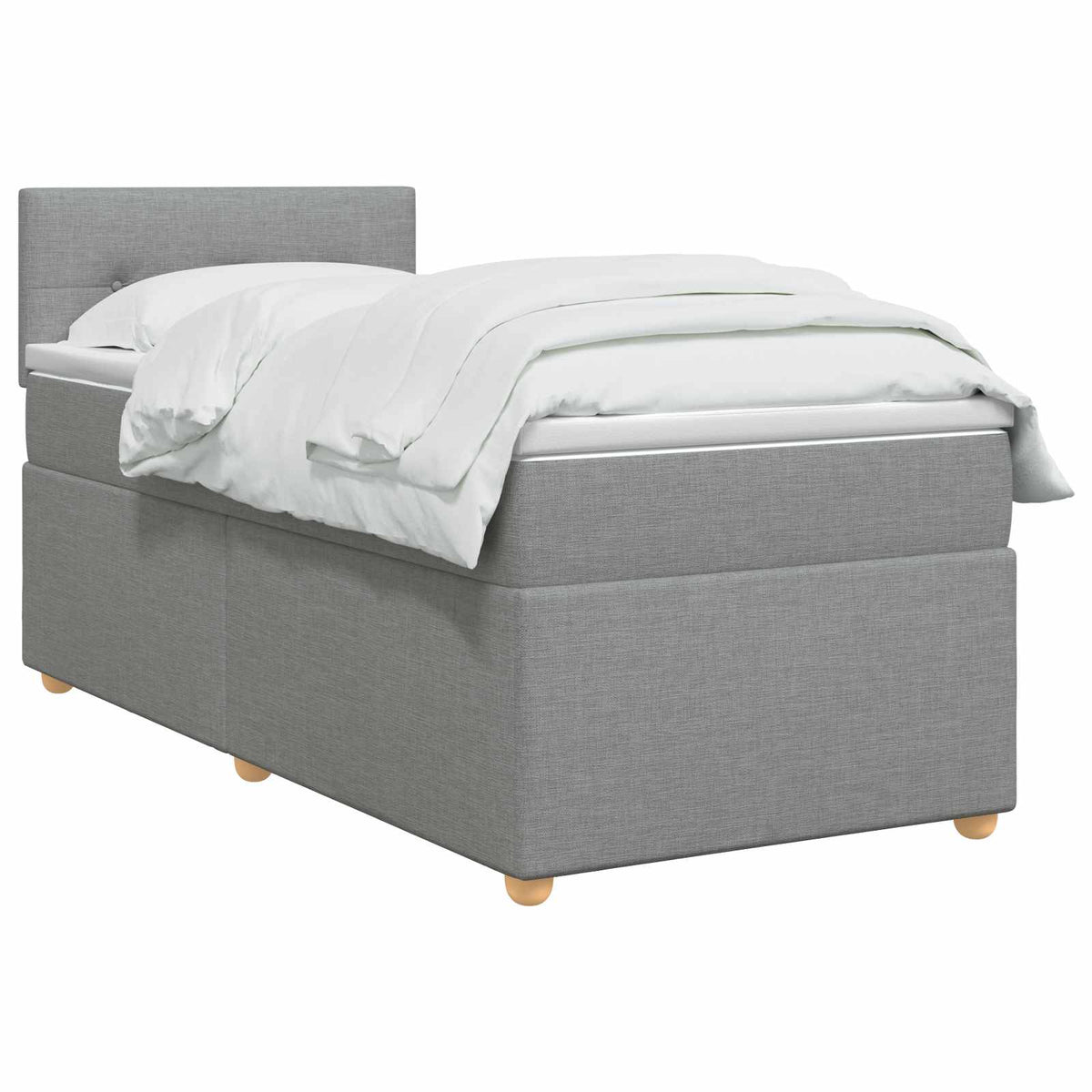 Boxspringbett mit Matratze Hellgrau 90 x 190 cm Stoff