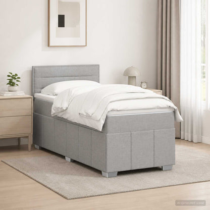 Boxspringbett mit Matratze Hellgrau 90 x 200 cm Stoff