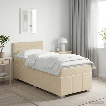 Boxspringbett mit Matratze mit Kopfteil Creme 90 x 200 cm Stoff