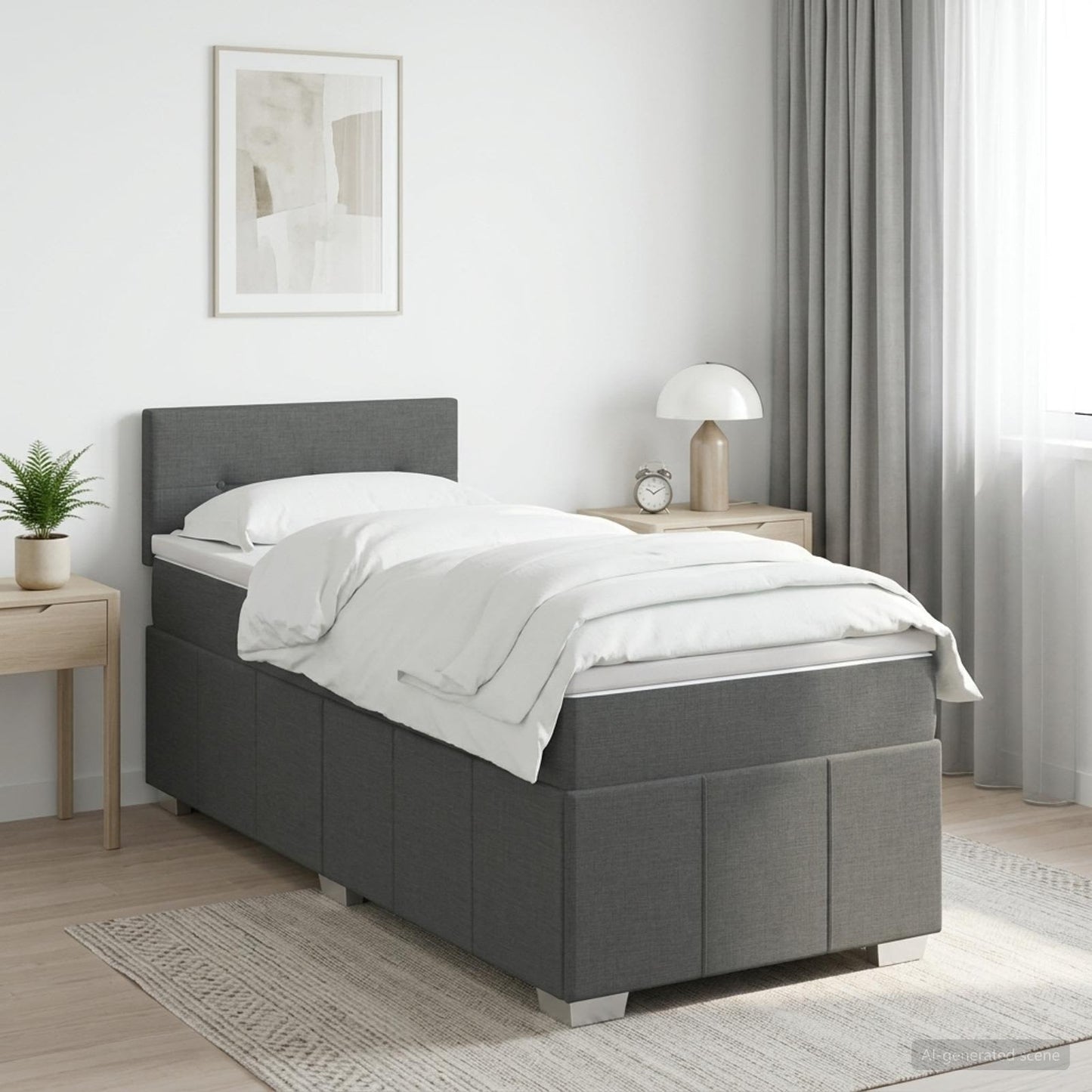 Boxspringbett mit Matratze Dunkelgrau 80 x 200 cm Stoff