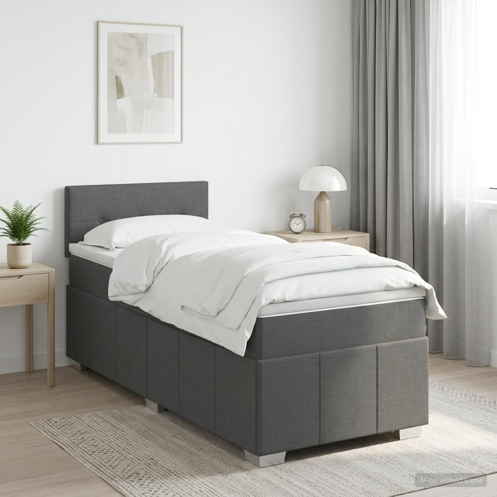 Boxspringbett mit Matratze Dunkelgrau 80 x 200 cm Stoff