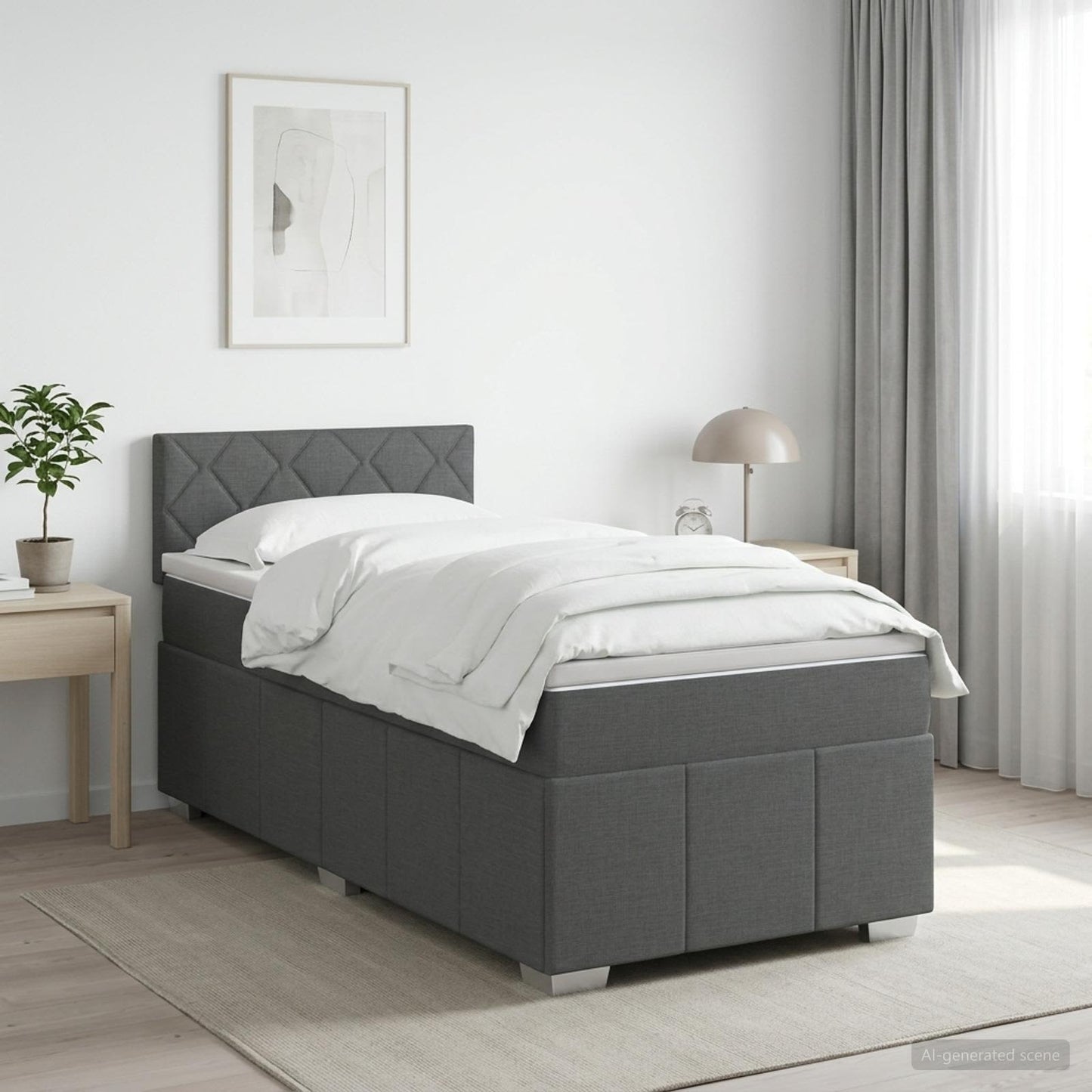Boxspringbett mit Matratze Dunkelgrau 80 x 200 cm Stoff