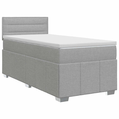 Boxspringbett mit Matratze Hellgrau 90 x 200 cm Stoff