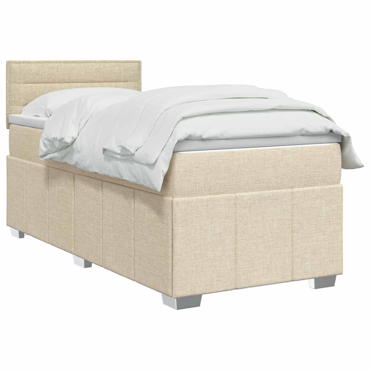 Boxspringbett mit Matratze mit Kopfteil Creme 90 x 200 cm Stoff