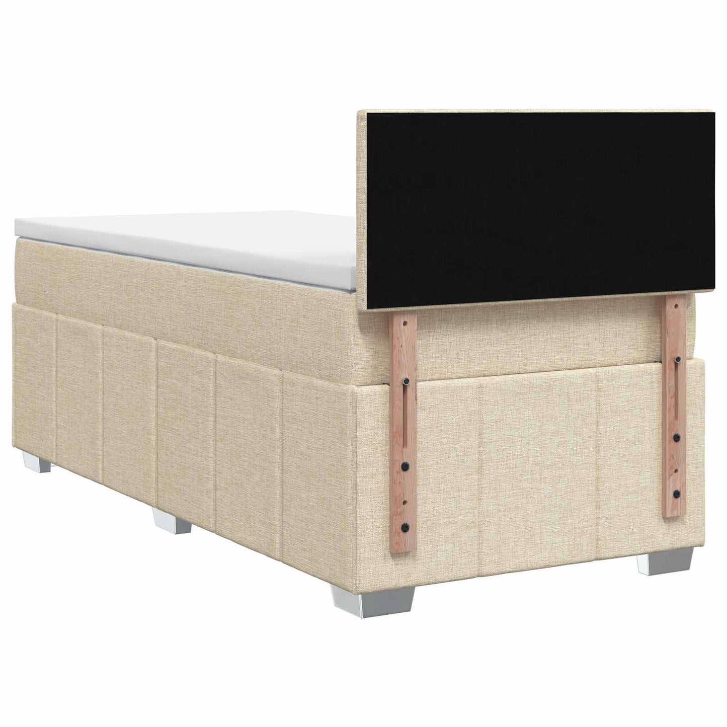 Boxspringbett mit Matratze mit Kopfteil Creme 90 x 200 cm Stoff