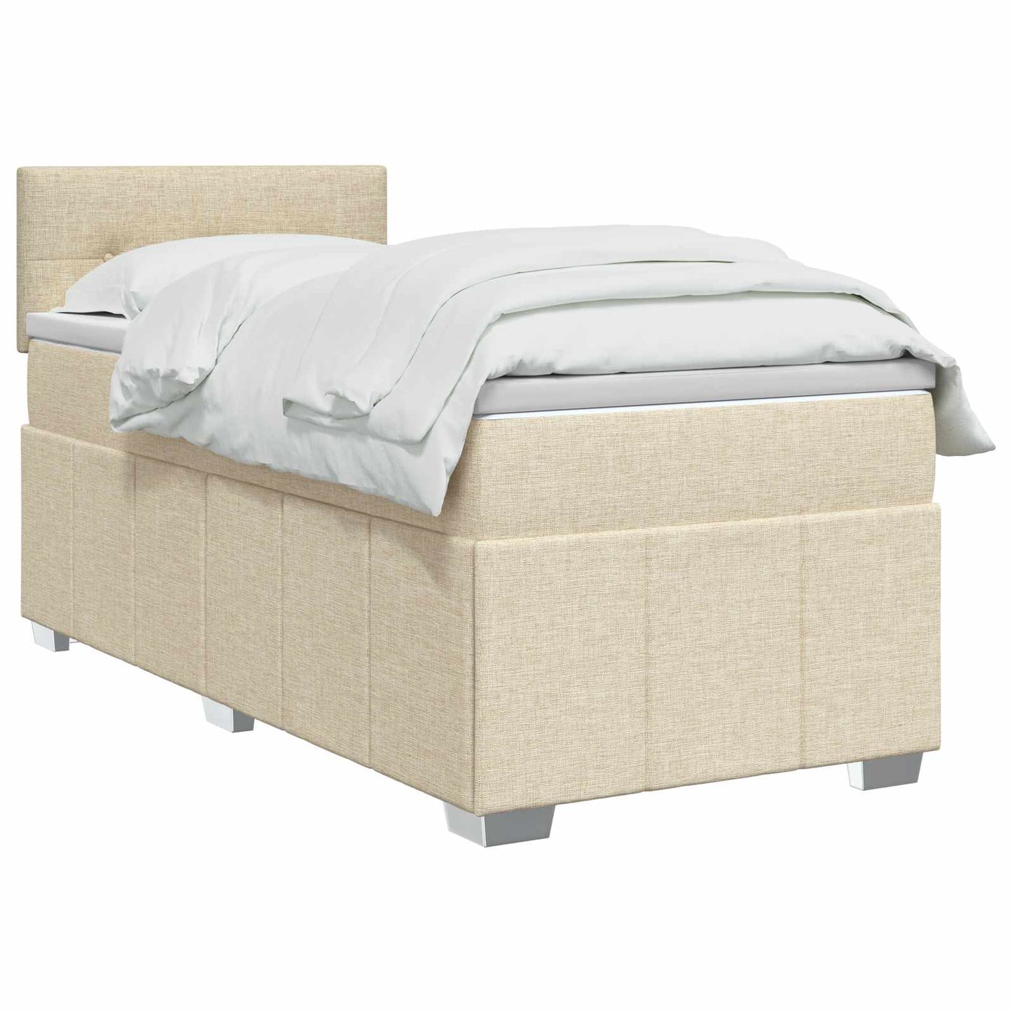 Boxspringbett mit Matratze mit Kopfteil Creme 90 x 200 cm Stoff