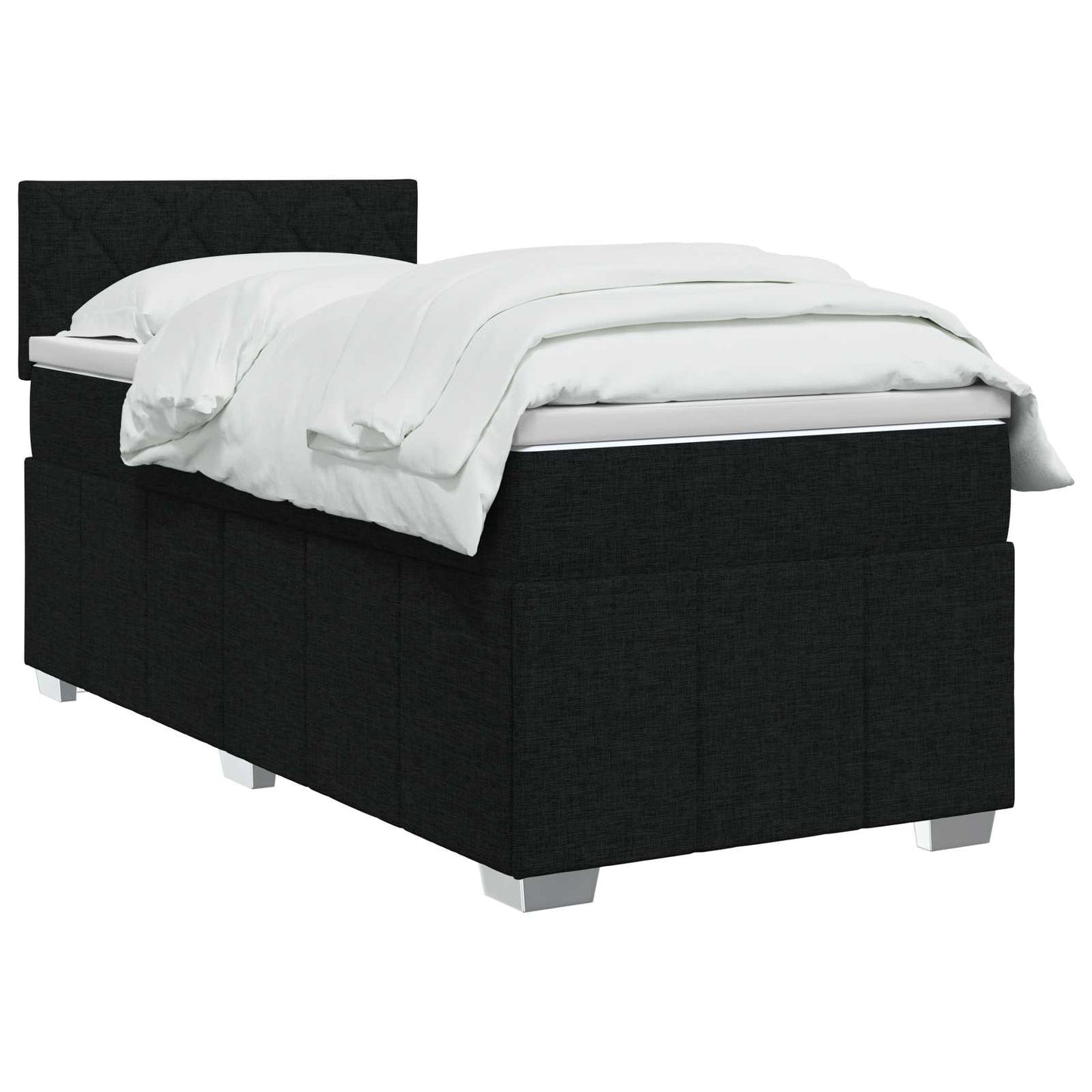 Boxspringbett mit Matratze Schwarz 90 x 200 cm Stoff