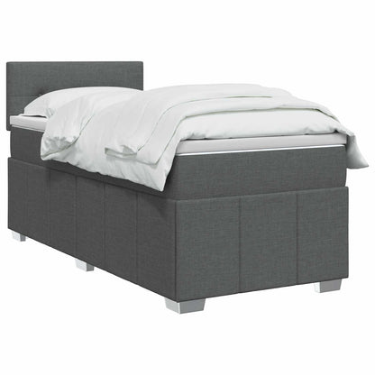 Boxspringbett mit Matratze Dunkelgrau 100 x 200 cm Stoff