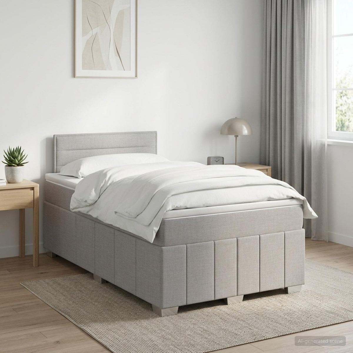 Boxspringbett mit Matratze Hellgrau 120 x 190 cm Stoff