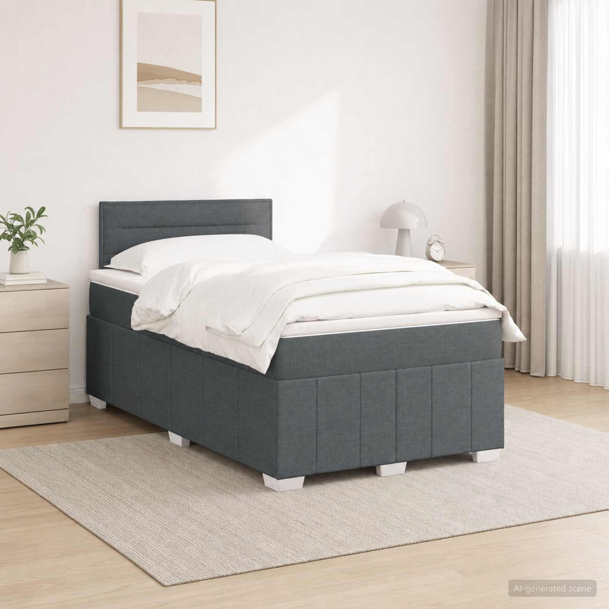 Boxspringbett mit Matratze Dunkelgrau 120 x 190 cm Stoff