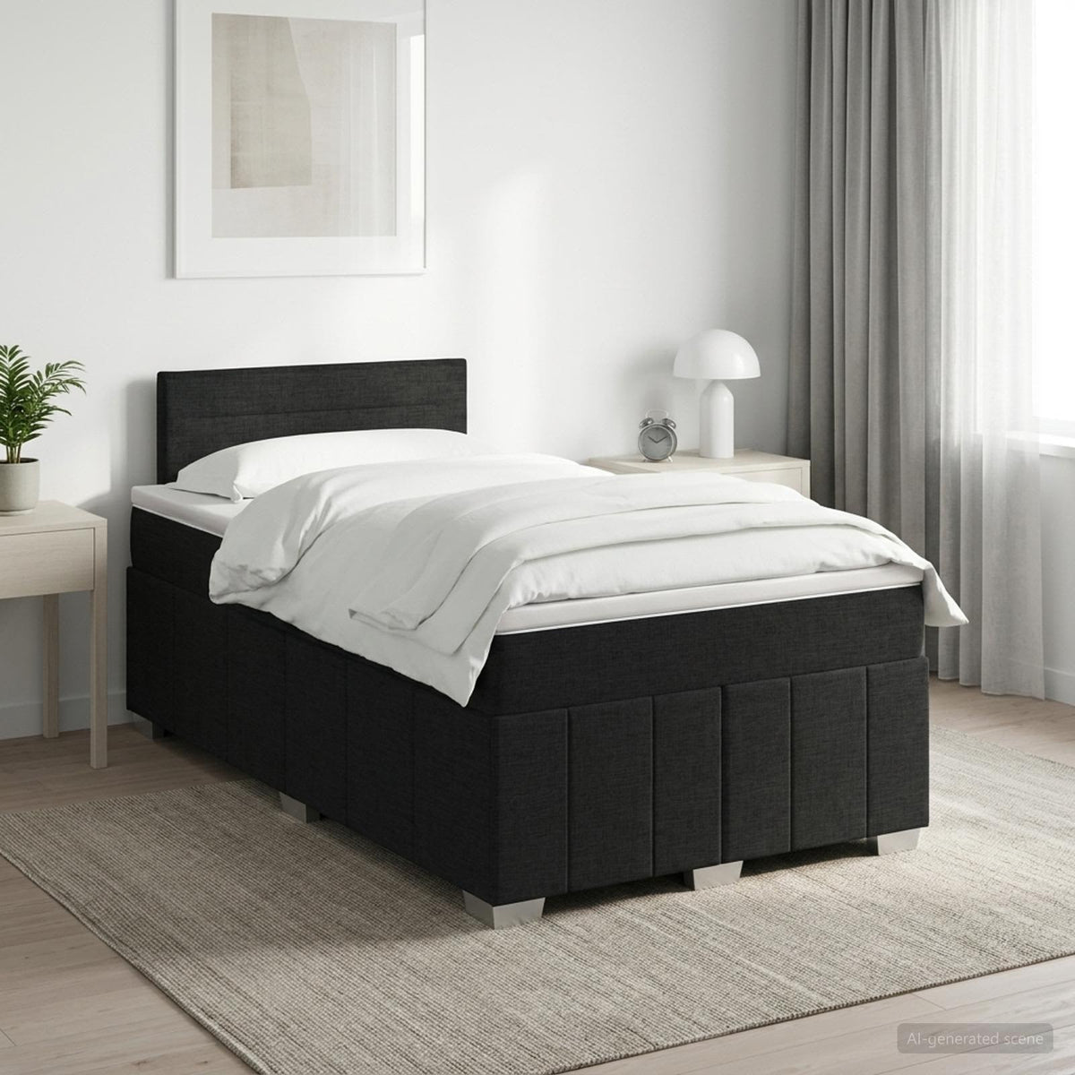 Boxspringbett mit Matratze Schwarz 120 x 190 cm Stoff
