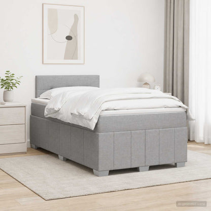 Boxspringbett mit Matratze Hellgrau 120 x 190 cm Stoff