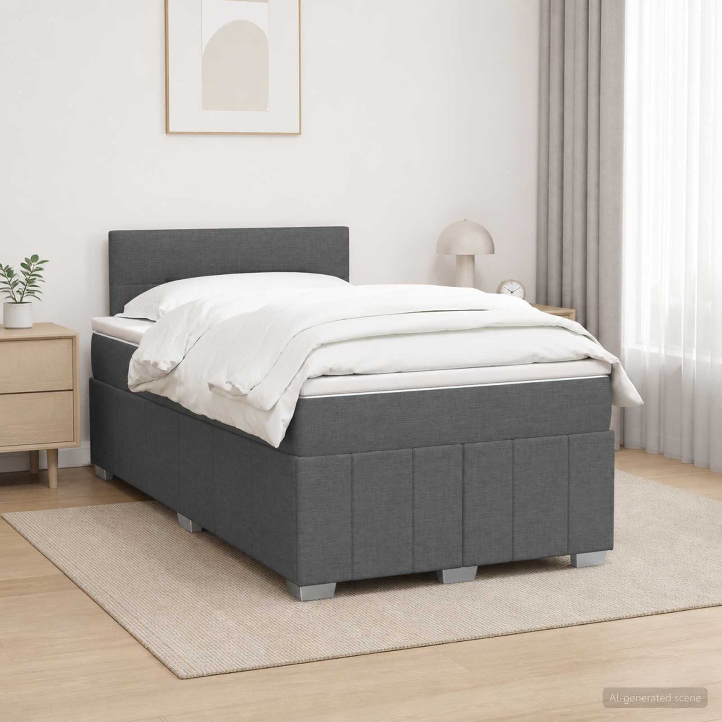Boxspringbett mit Matratze Dunkelgrau 120 x 190 cm Stoff
