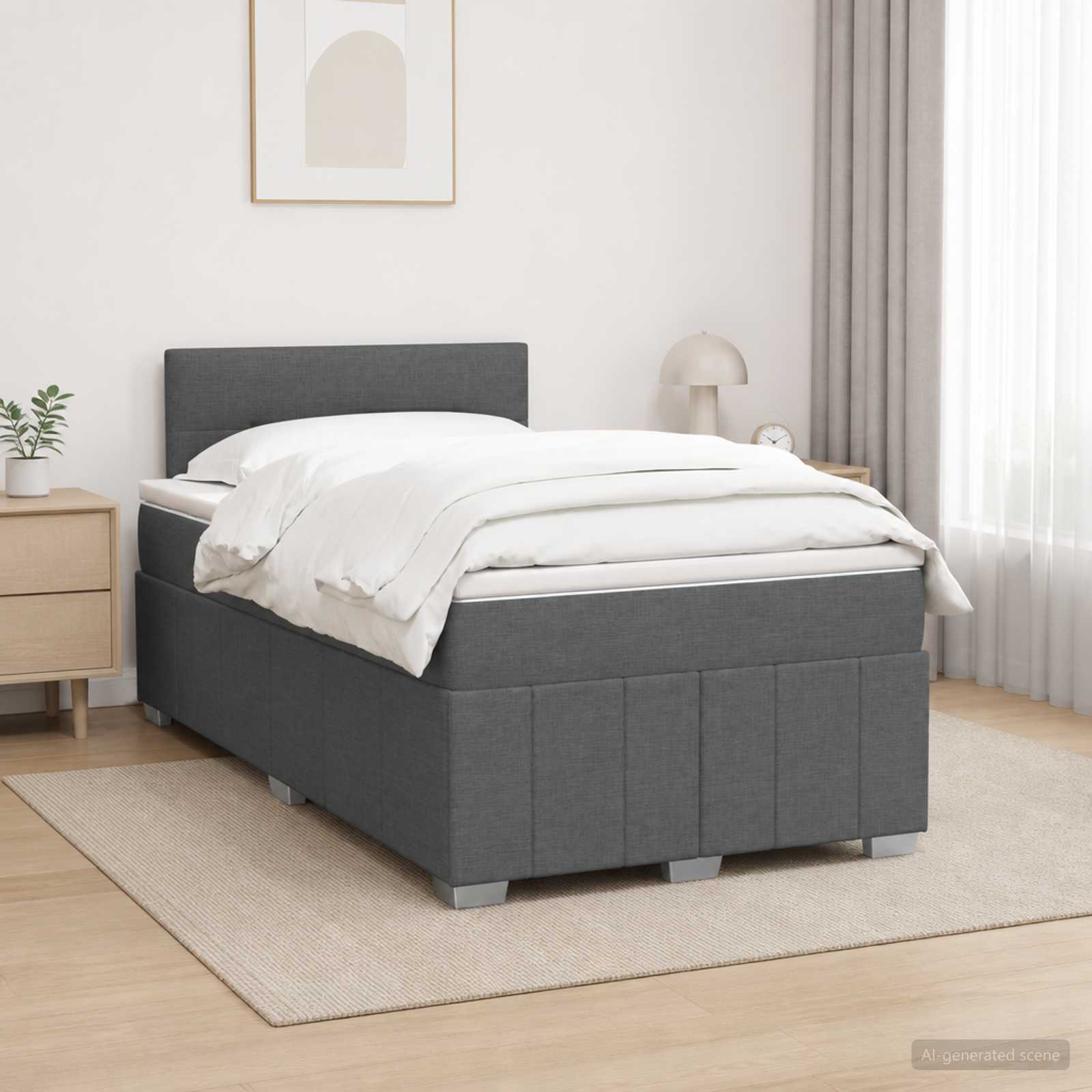 Boxspringbett mit Matratze Dunkelgrau 120 x 190 cm Stoff