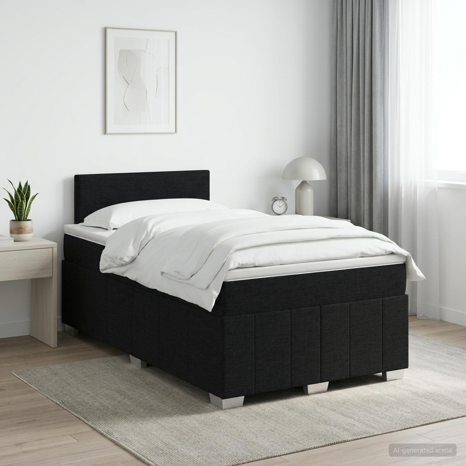 Boxspringbett mit Matratze Schwarz 120 x 200 cm Stoff