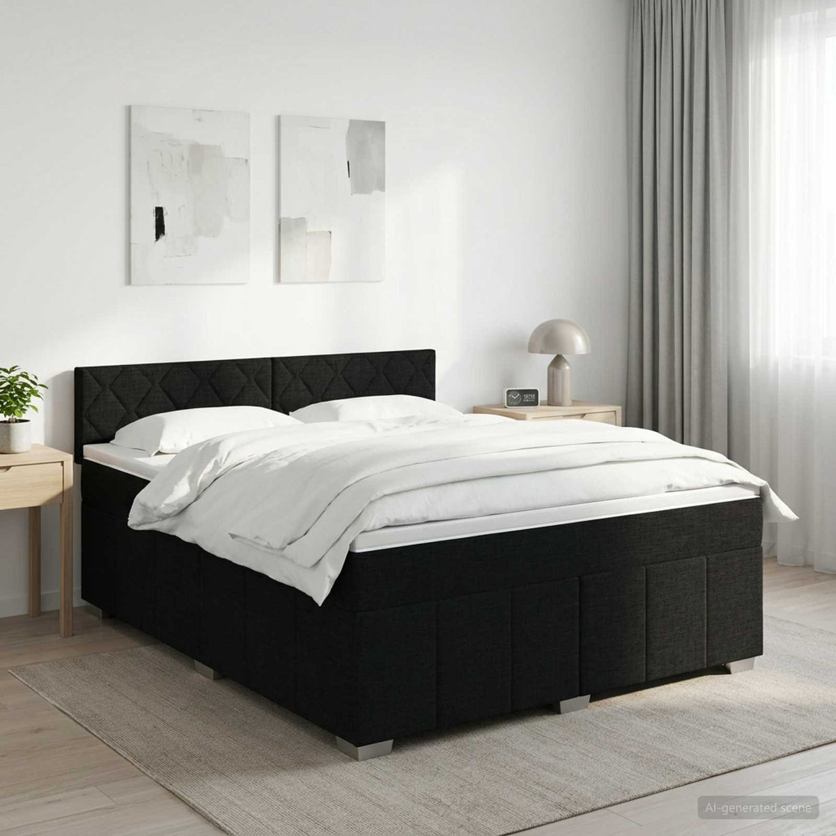 Boxspringbett mit Matratze Schwarz 140 x 200 cm Stoff