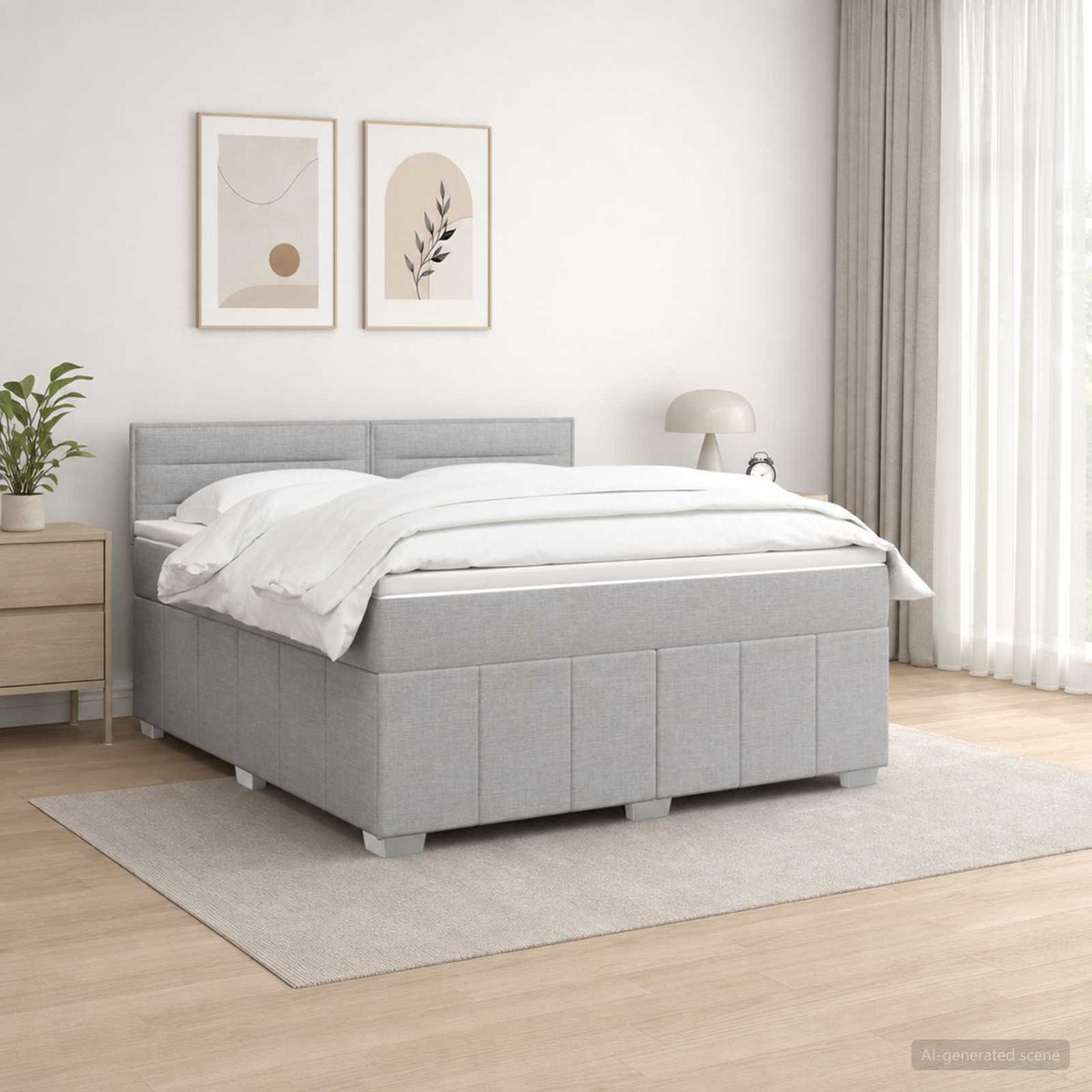 Boxspringbett mit Matratze Hellgrau 180 x 200 cm Stoff