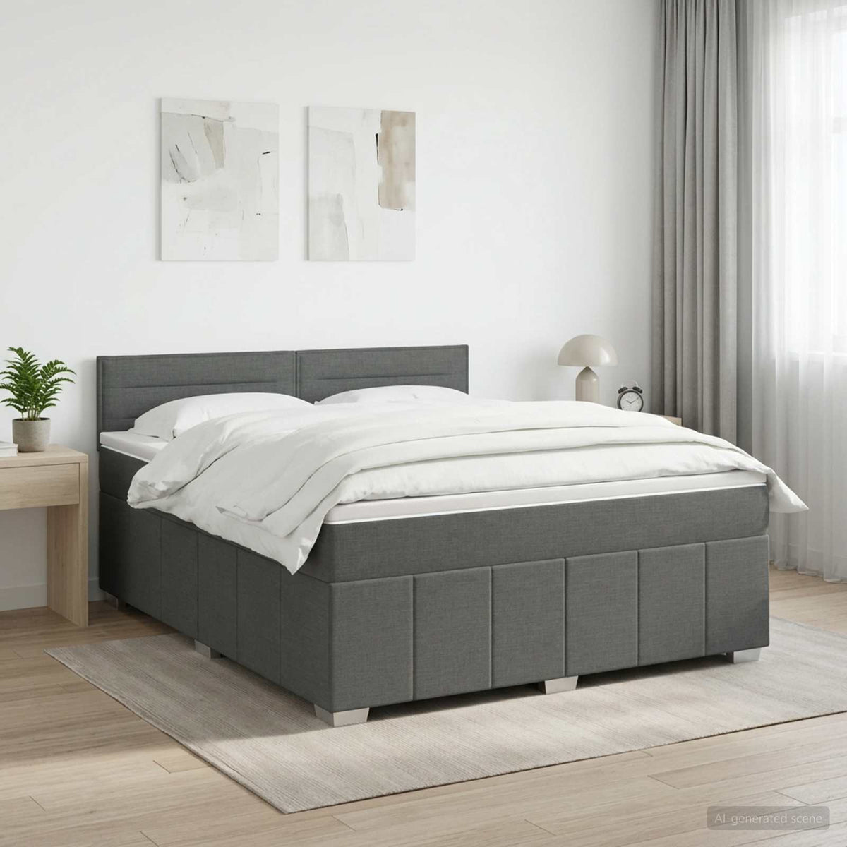 Boxspringbett mit Matratze Dunkelgrau 160 x 200 cm Stoff