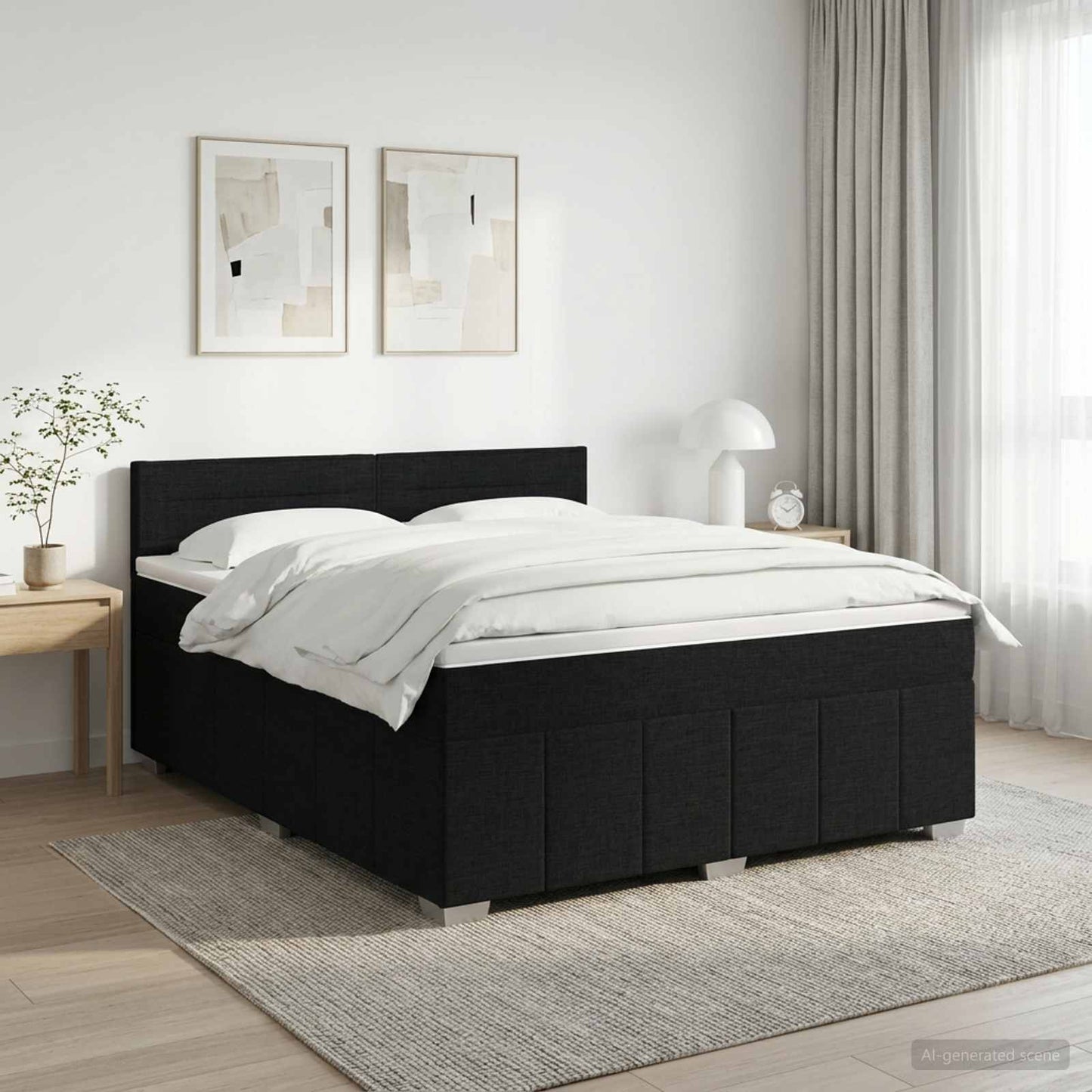 Boxspringbett mit Matratze Schwarz 140 x 190 cm Stoff