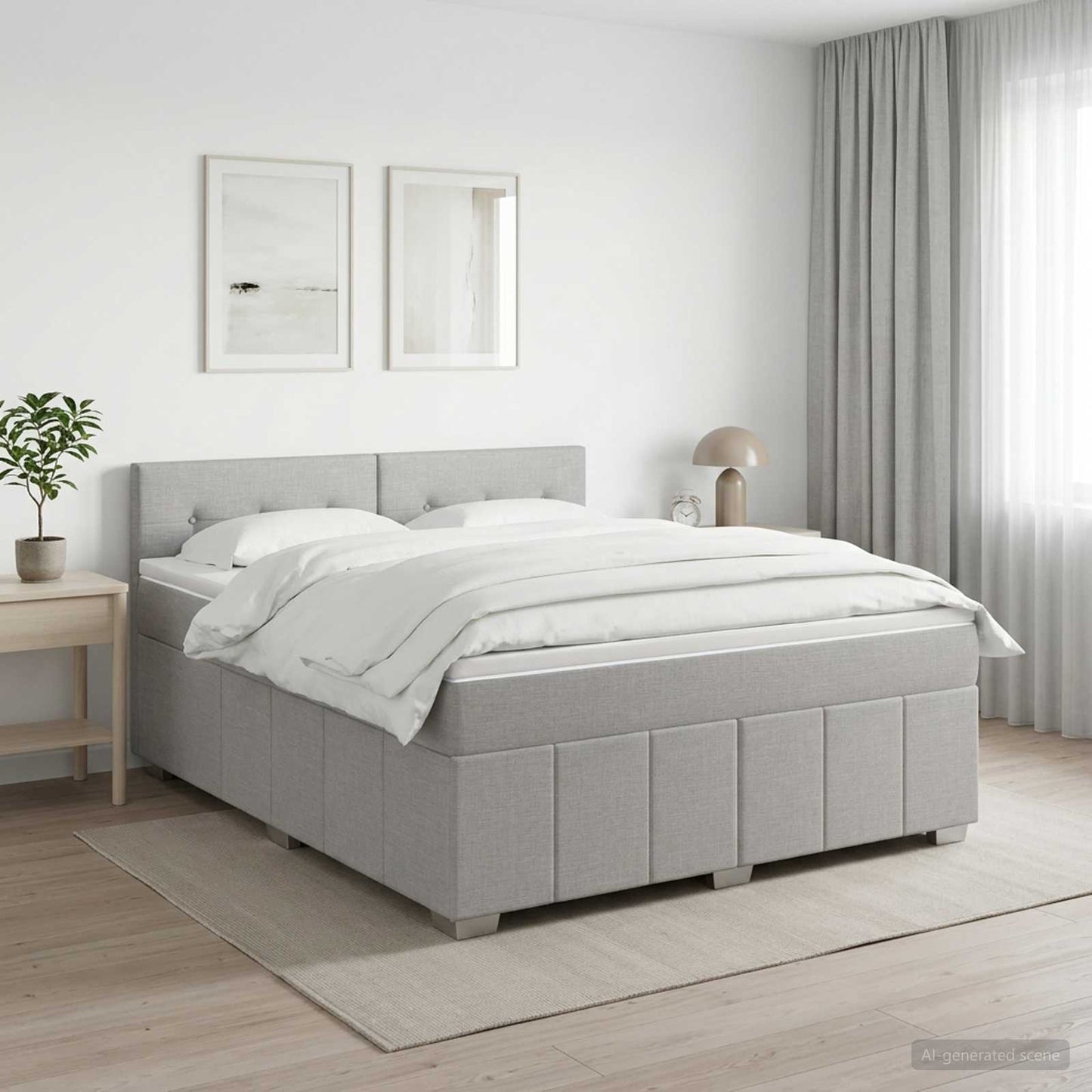 Boxspringbett mit Matratze Hellgrau 180 x 200 cm Stoff