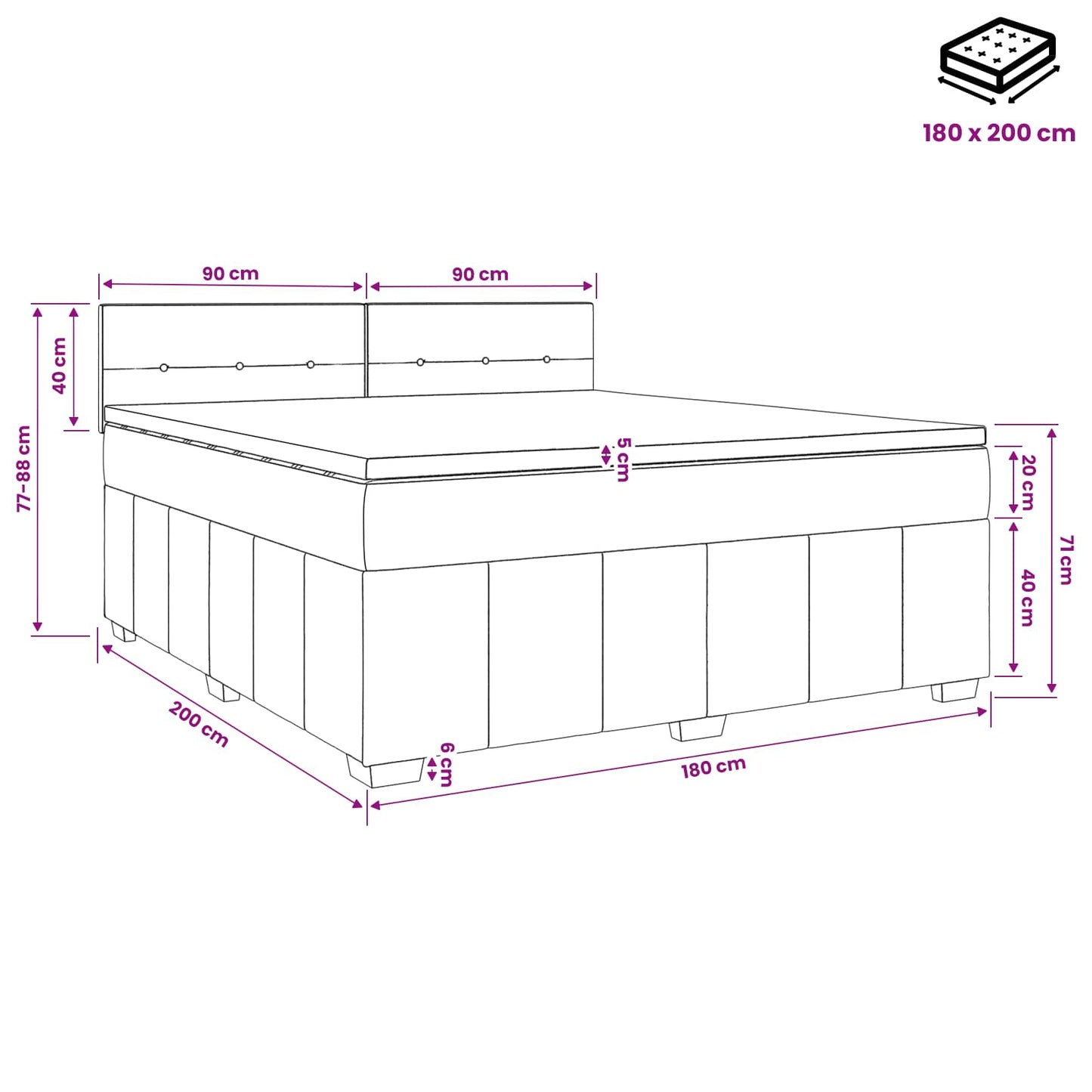 Boxspringbett mit Matratze Hellgrau 180 x 200 cm Stoff