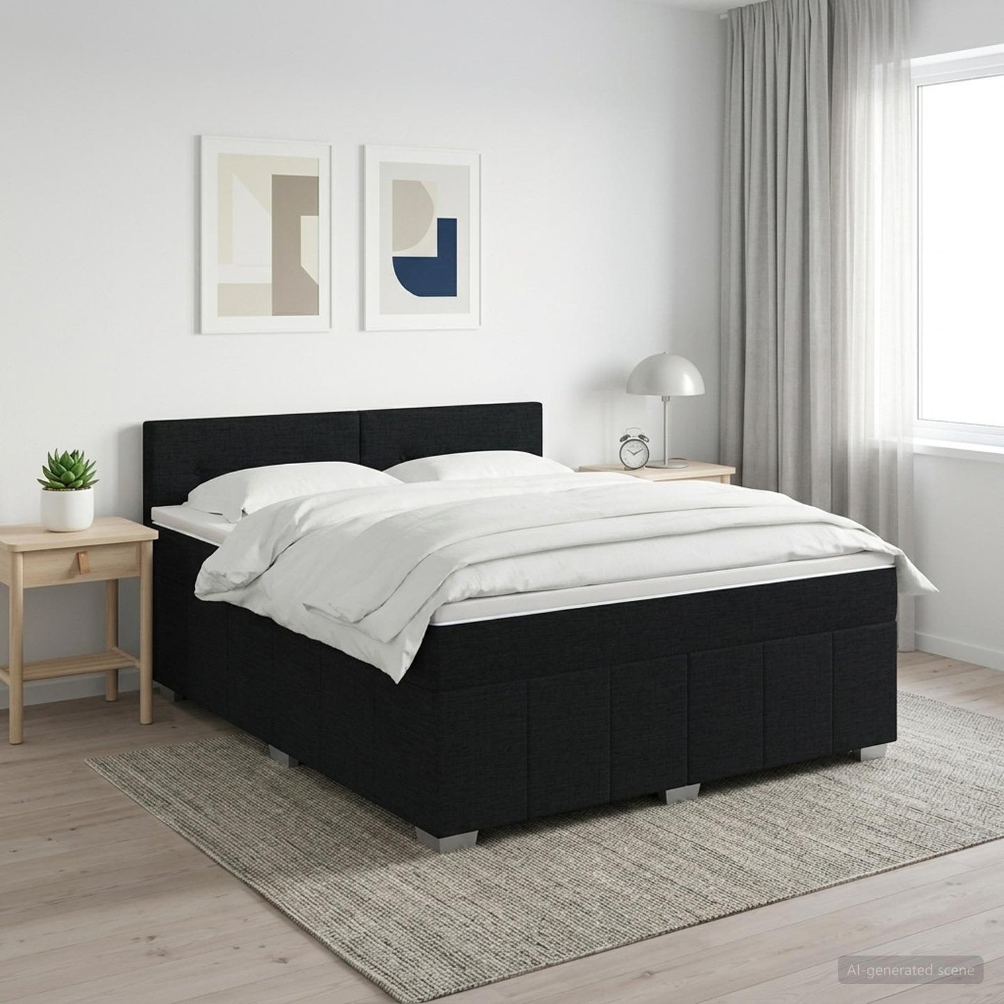 Boxspringbett mit Matratze Schwarz 140 x 200 cm Stoff