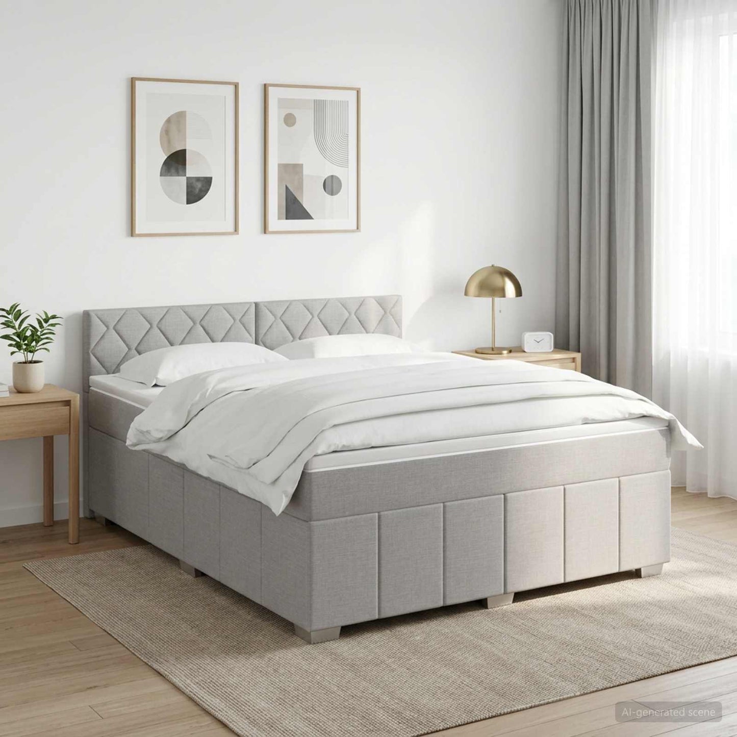 Boxspringbett mit Matratze Hellgrau 180 x 200 cm Stoff