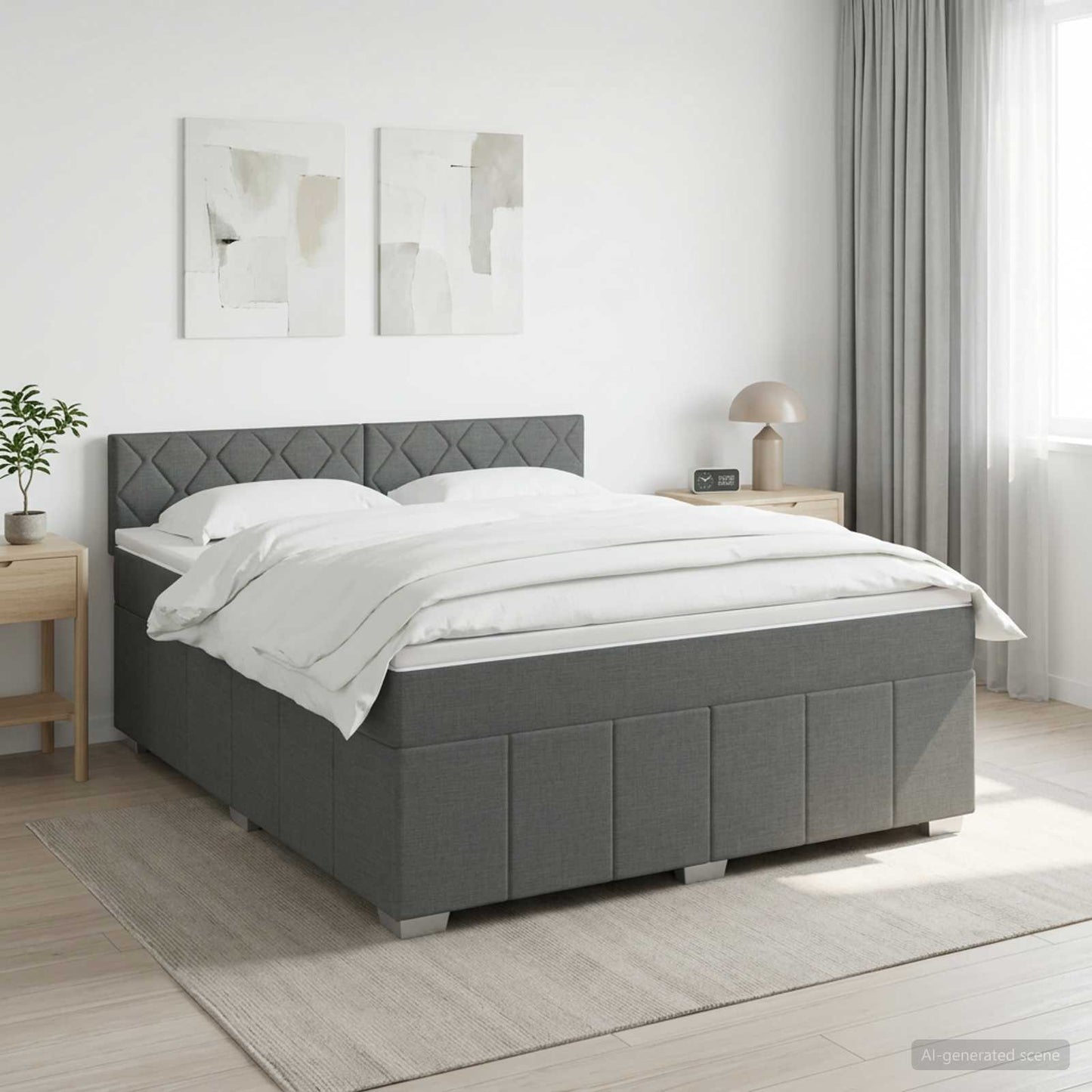 Boxspringbett mit Matratze Dunkelgrau 180 x 200 cm Stoff