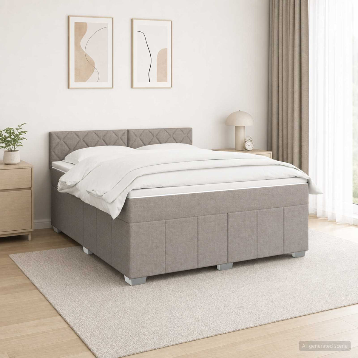 Boxspringbett mit Matratze Taupe 160 x 200 cm Stoff