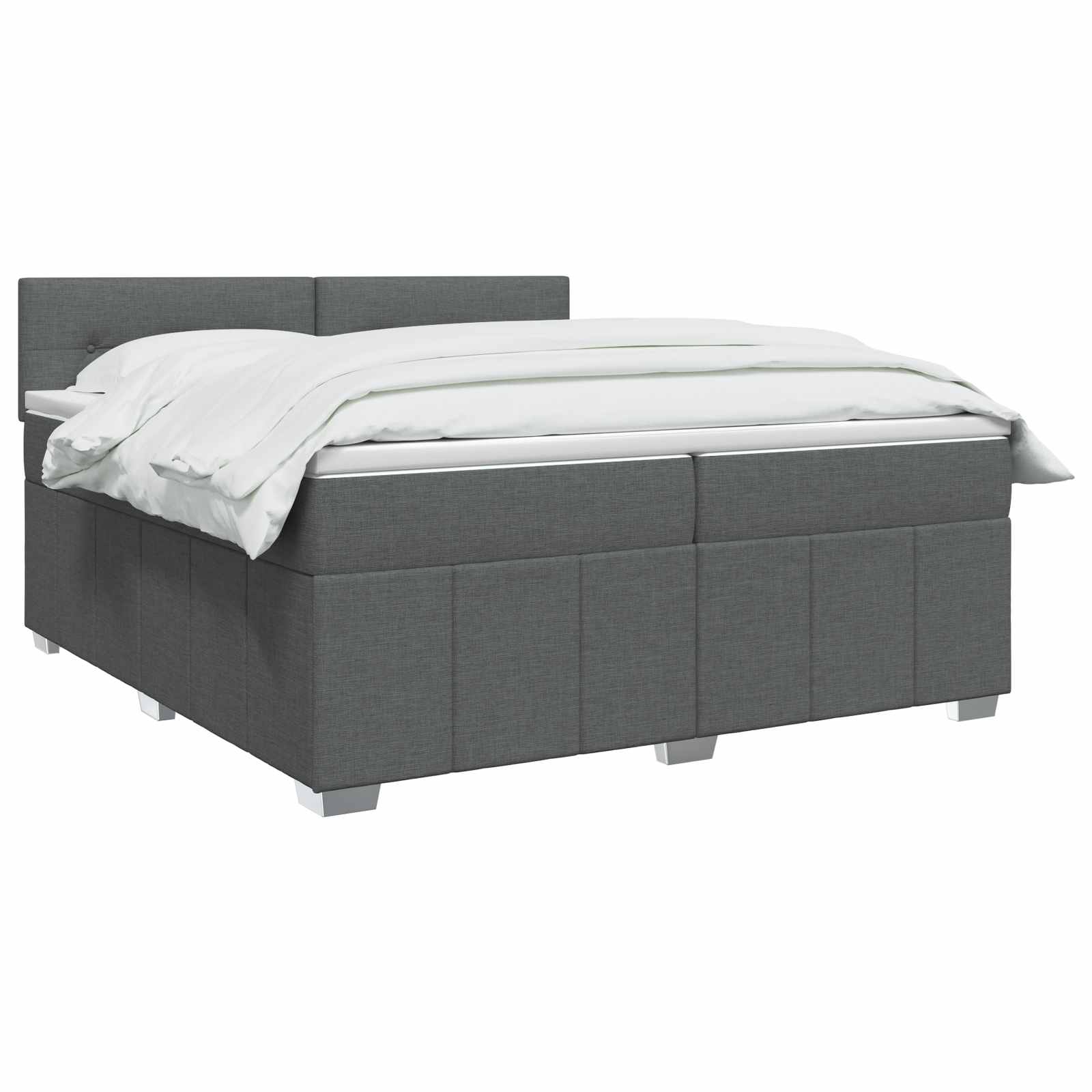Boxspringbett mit Matratze Dunkelgrau 200 x 200 cm Stoff