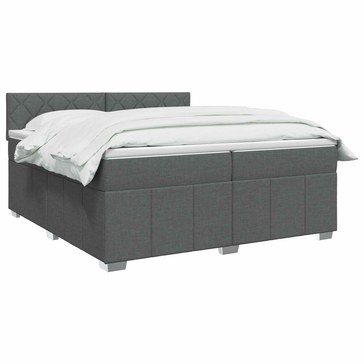 Boxspringbett mit Matratze Dunkelgrau 200 x 200 cm Stoff