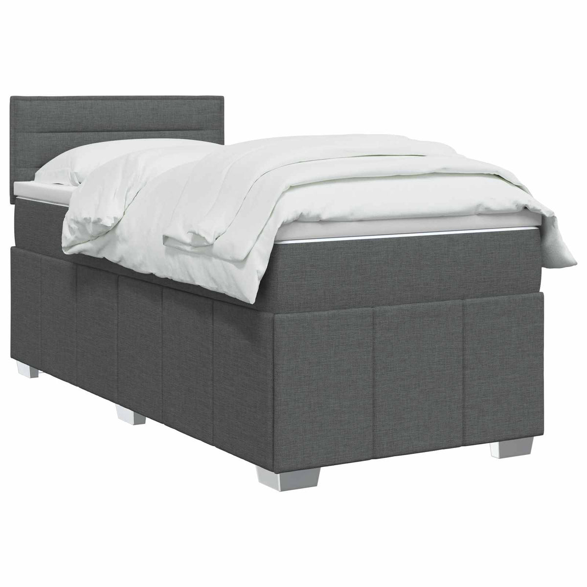 Boxspringbett mit Matratze Dunkelgrau 90 x 190 cm Stoff