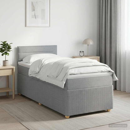 Boxspringbett mit Matratze Hellgrau 100 x 200 cm Stoff