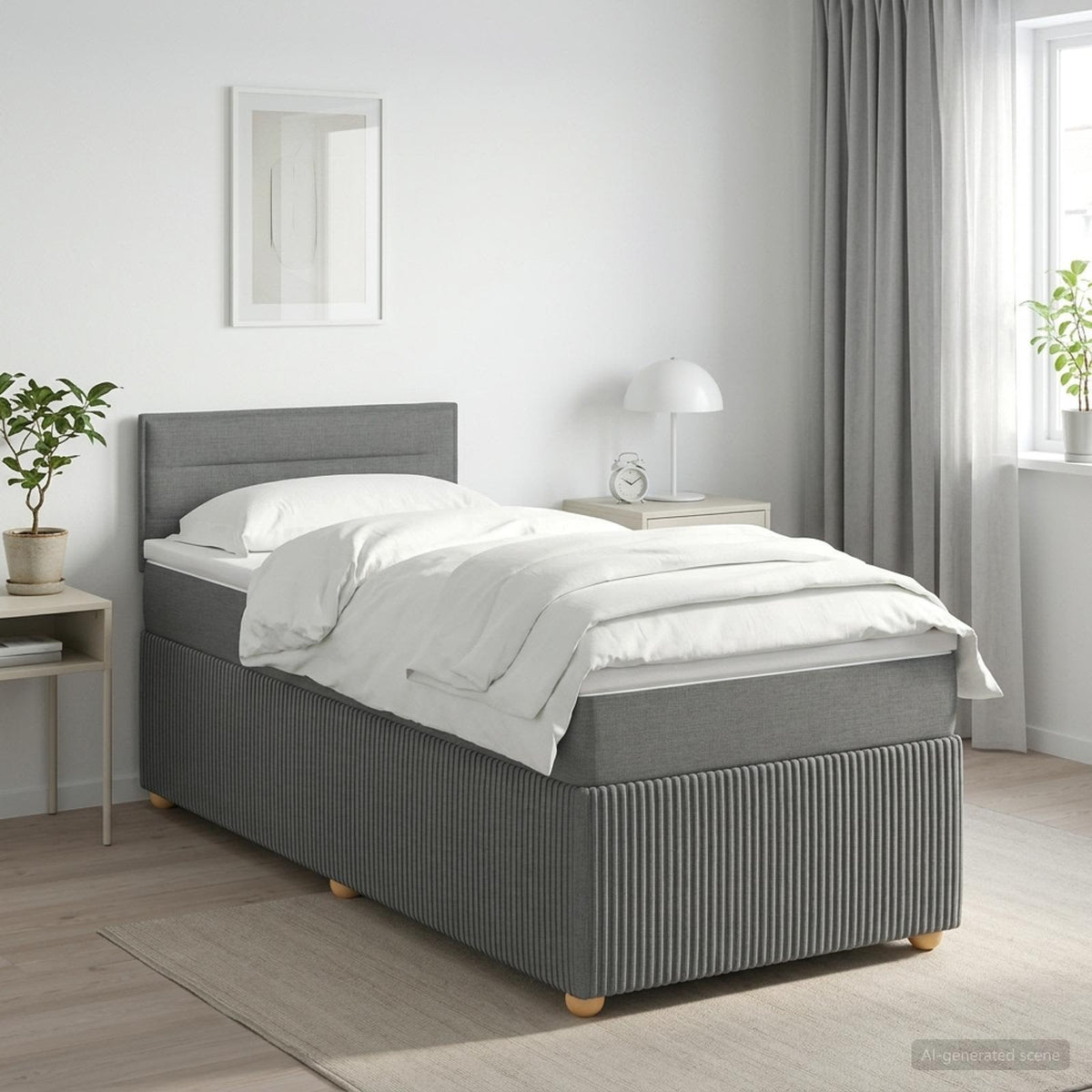 Boxspringbett mit Matratze Dunkelgrau 90 x 200 cm Stoff