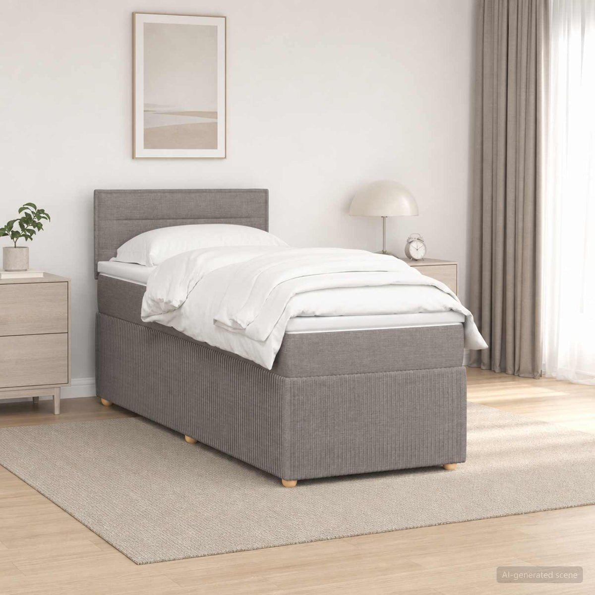 Boxspringbett mit Matratze mit Kopfteil Taupe 90 x 200 cm Stoff
